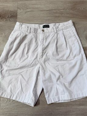 Vintage Dockers Shorts Ecru High Waist Pleated Chino Khakis 8"Men ACTUAL SIZE 30
